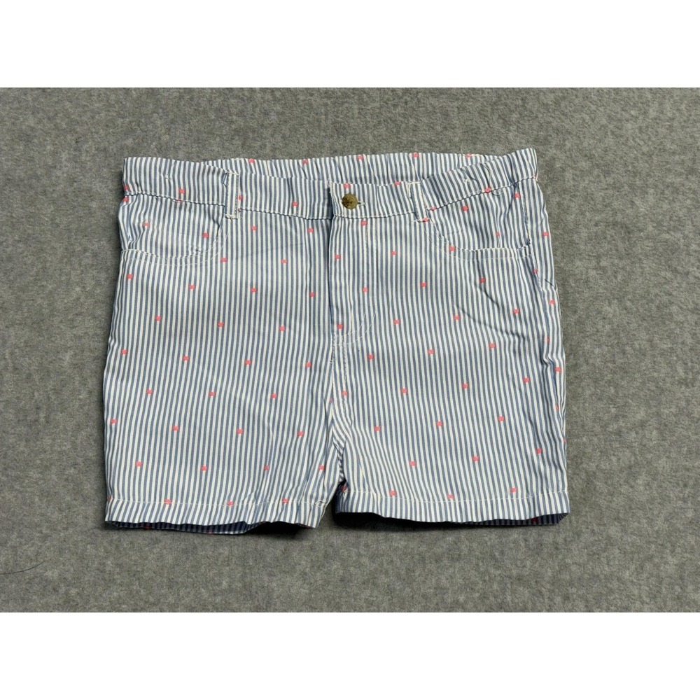 A.T.U.N Shorts Girls 7-8Y Blue Stripe Embroidered Chino‎ Adjustable Waist Cotton